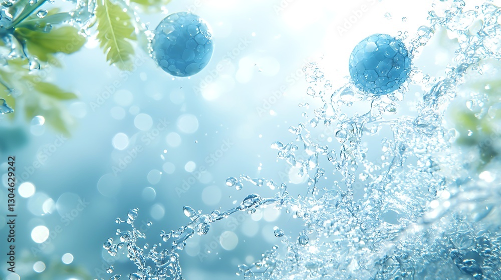 Spheres splash in abstract aqua environment Spheres splash in abstract aqua environment