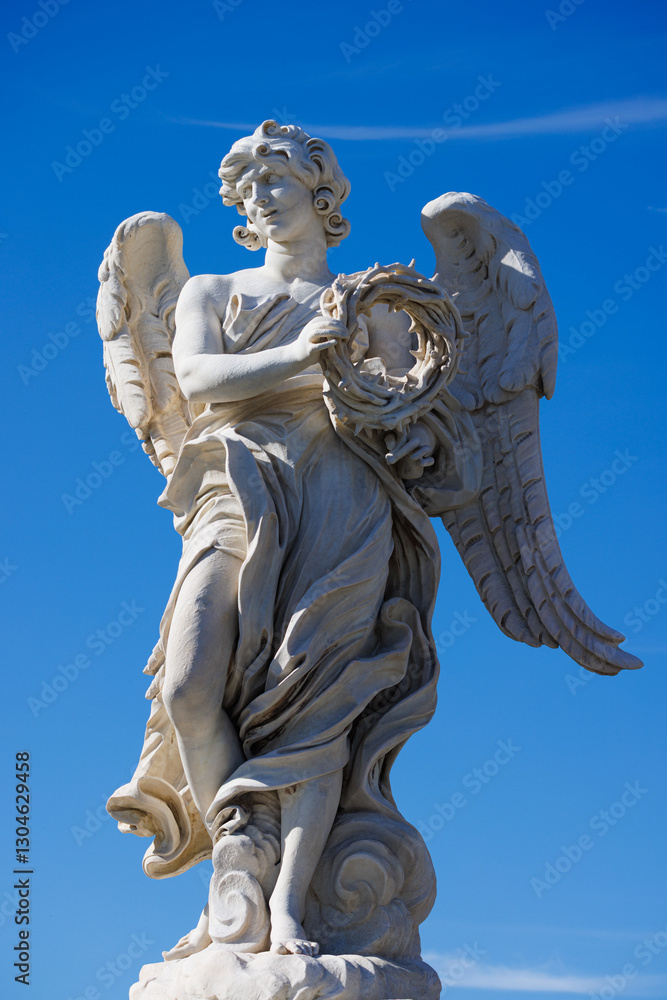 Obraz premium Angel with the Crown of Thorns by Gian Lorenzo Bernini and son Paolo on Ponte Sant'Angelo - Rome - Italy