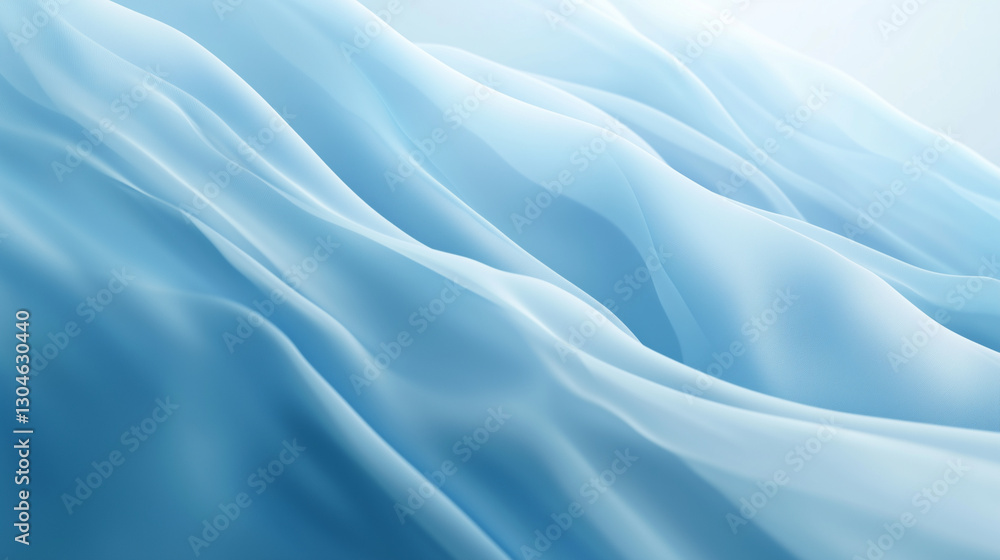 Obraz premium Background image of fluid, smooth fabric floating on a light blue gradient background