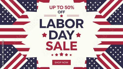 Labor Day Sale Banner with American Flag Theme
