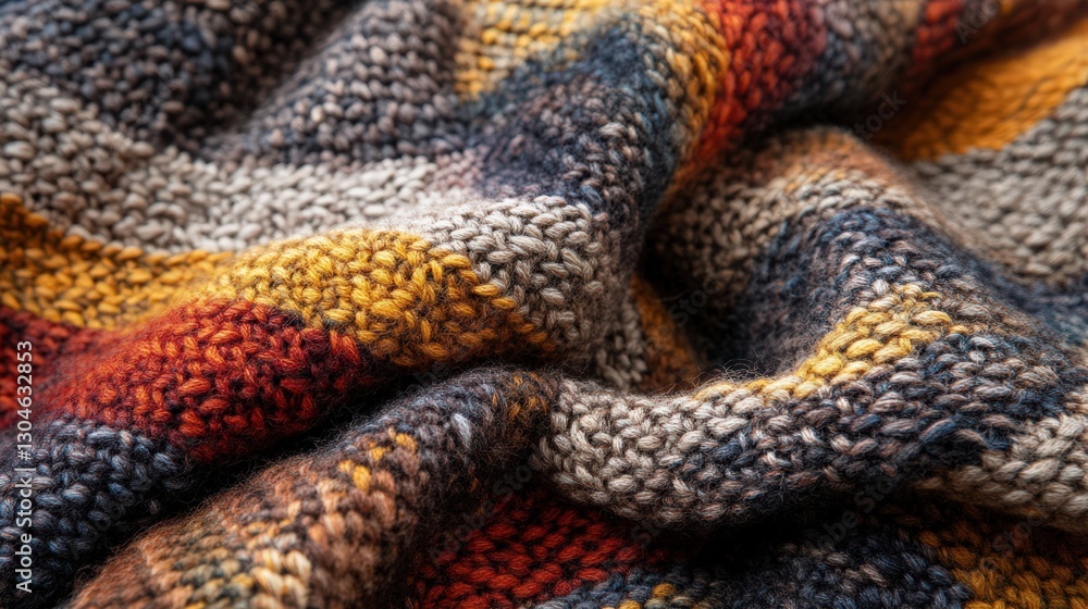 Warm Autumnal Knitted Textile Fabric Detail Warm Autumnal Knitted Textile Fabric Detail