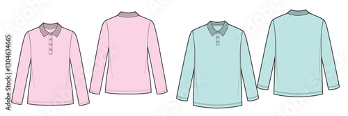 Womans and mans long sleeve polo set