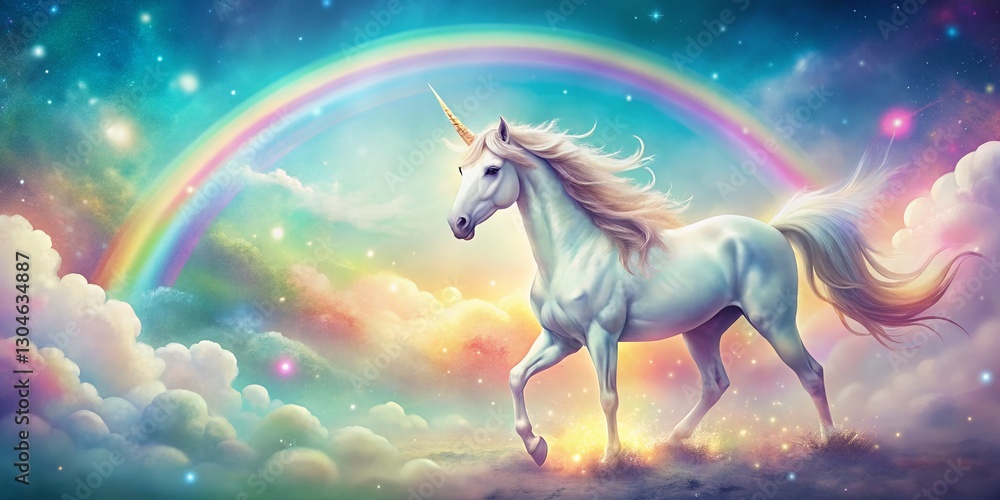 Fototapeta premium Magical Rainbow Pastel Unicorn Festive Background - HD Stock Photo