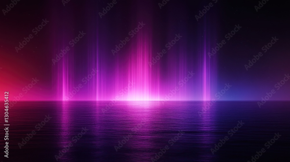 Neon Lights Reflecting on Calm Ocean at Night Neon Lights Reflecting on Calm Ocean at Night