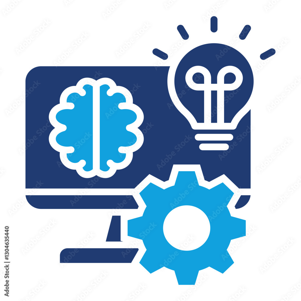 Machine Learning Flat Blue Icon Machine Learning Flat Blue Icon
