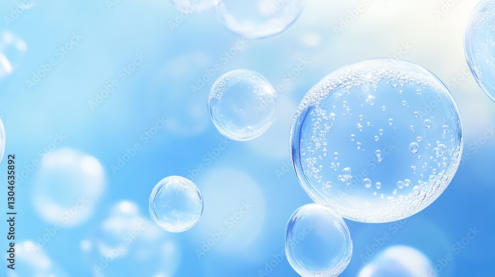 Floating Bubbles in a Serene Blue Sky Floating Bubbles in a Serene Blue Sky