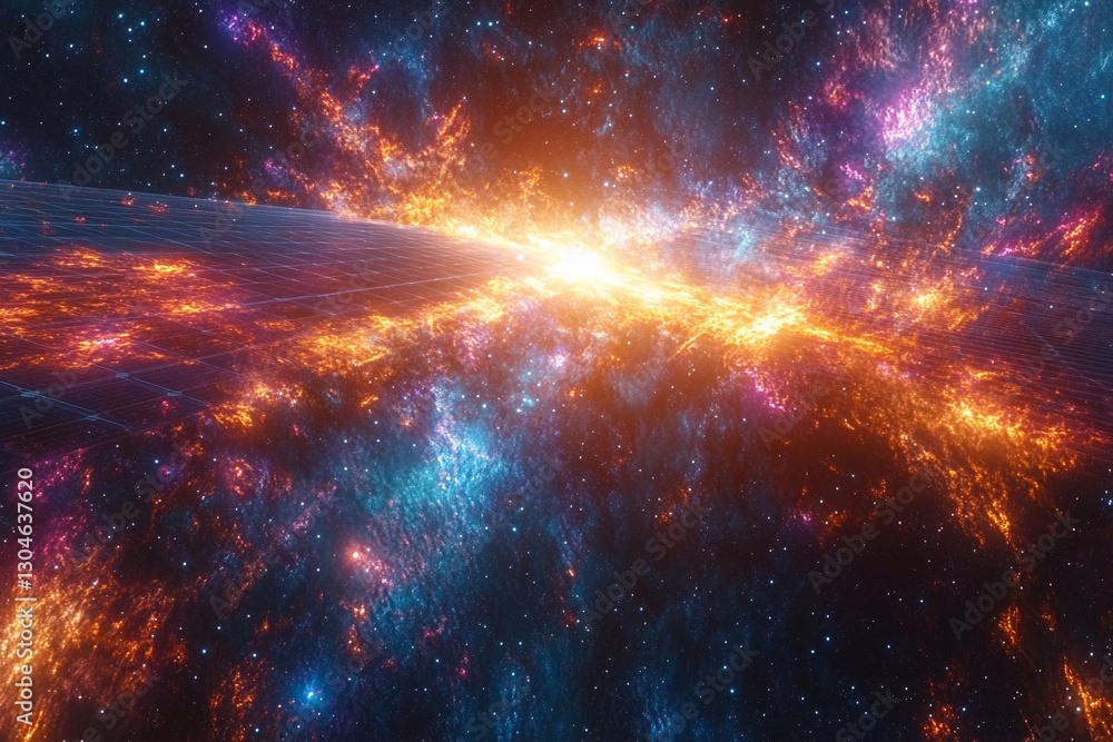 Obraz premium Stunning cosmic explosion with vibrant colors in outer space creating a mesmerizing galactic spectacle