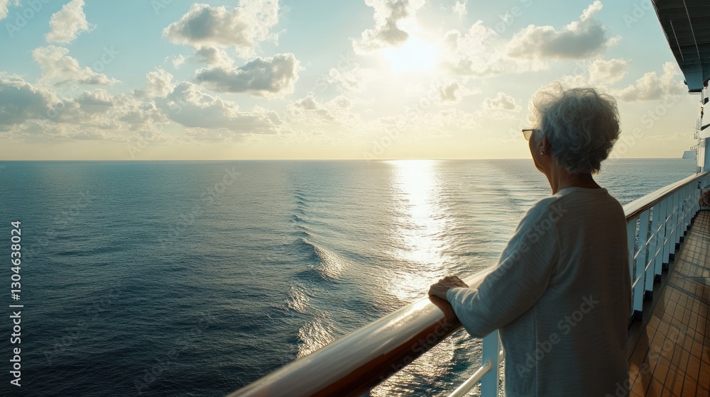 Fototapeta premium Sunset Cruise: A Serene Ocean View