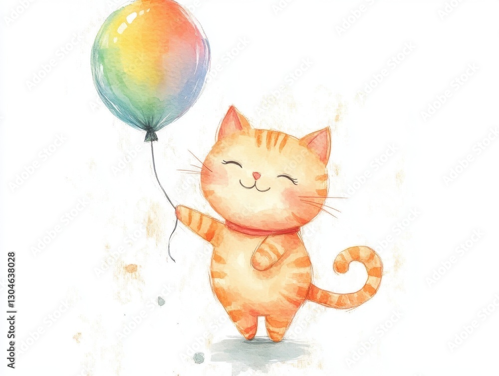 Fototapeta premium A cat is holding a balloon in its mouth