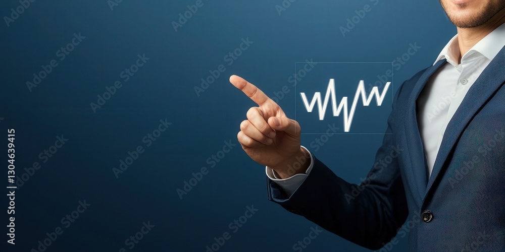 financial benefits budget optimization concept. Businessman pointing at a digital graph on a blue background. financial benefits budget optimization concept. Businessman pointing at a digital graph on a blue background.