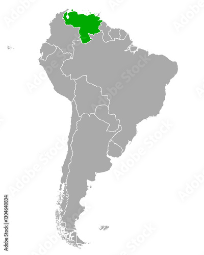 Karte von Venezuela in Südamerika
