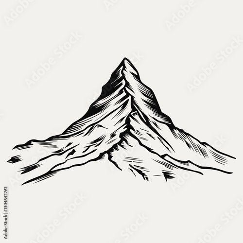 Landscape with mountain Matterhorn sketched illustration