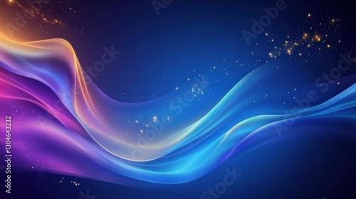 Abstract Colorful Waves and Glowing Particles: A Serene Digital Art