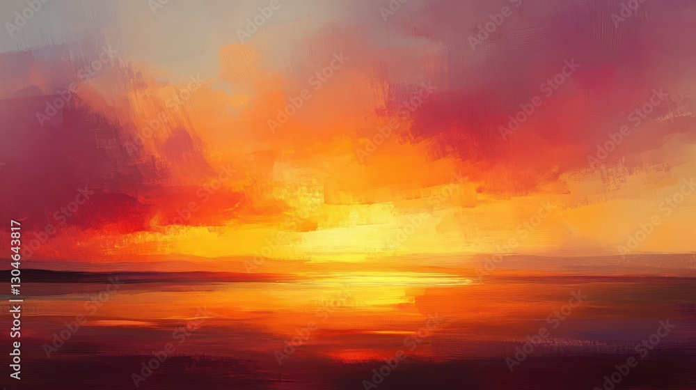 Obraz premium A glowing summer wallpaper with orange and pink hues in the twilight sky soft oil-paint strokes adding depth and movement to the scene