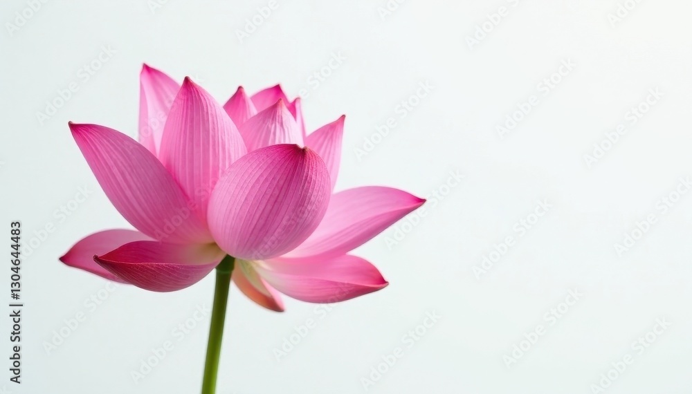 Fototapeta premium Pink lotus blossom, pristine white background, spa, white background