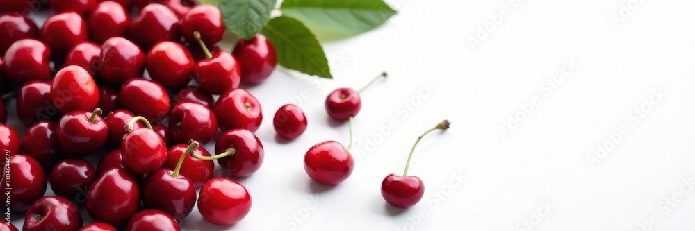 Rich red coffee cherries, pristine white backdrop , caffeine, beans, isolated Rich red coffee cherries, pristine white backdrop , caffeine, beans, isolated