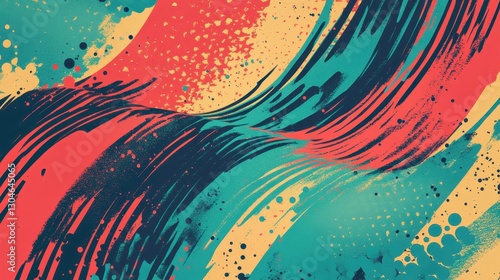 Pop art-inspired wallpaper with bold color blocking and swirling patterns creating a retro explosion