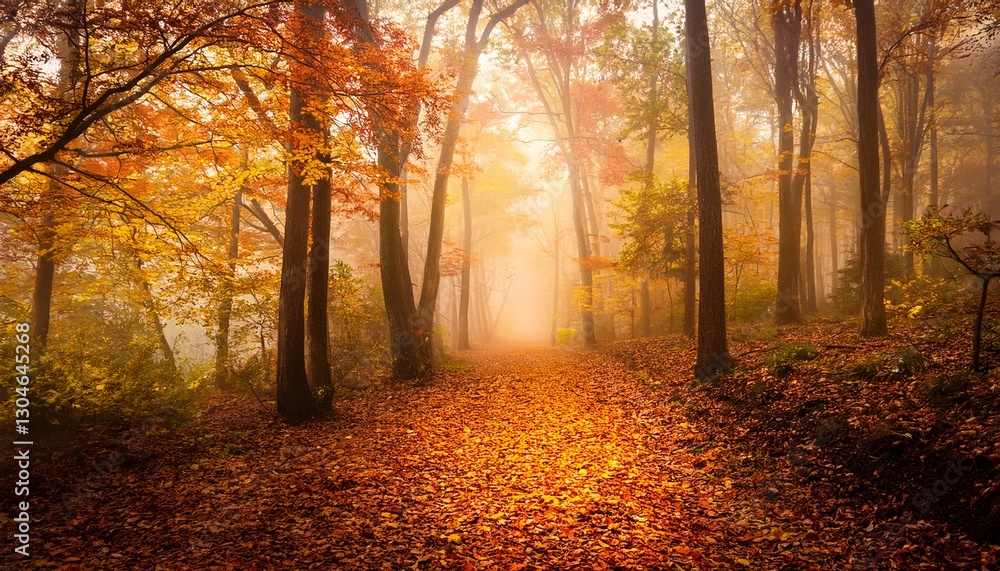 Autumn forest with golden and red leaves covering the ground, a misty path leading into the trees. The scene evokes a peaceful, tranquil atmosphere, capturing the essence of fall.
Autumn forest with golden and red leaves covering the ground, a misty path leading into the trees. The scene evokes a peaceful, tranquil atmosphere, capturing the essence of fall.