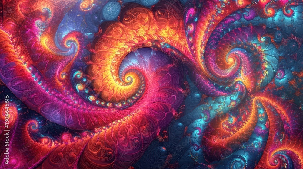 Psychedelic background with neon waves and liquid patterns in chaotic fractal-like motion Psychedelic background with neon waves and liquid patterns in chaotic fractal-like motion