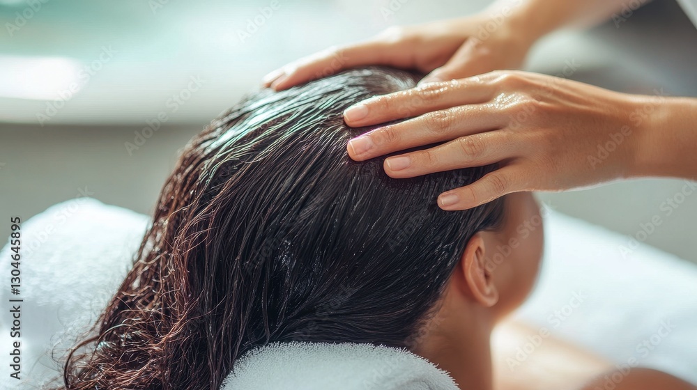 Naklejka premium Relaxing Head Massage for Stress Relief and Rejuvenation Therapy