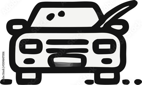 Front view car icon with open hood.