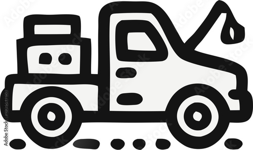 Tow truck icon in black and white.
