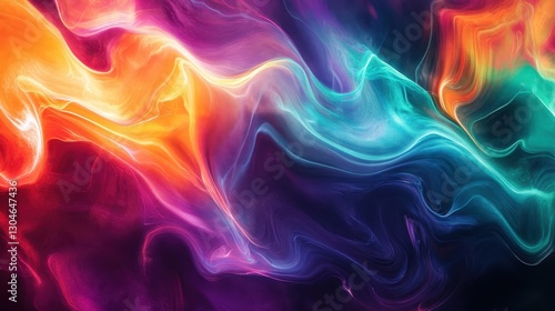 Mesmerizing backdrop with liquid waves and glowing color transitions in deep emerald and violet