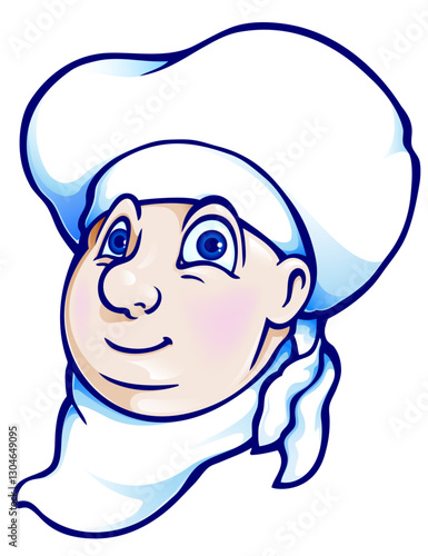 Chubby Chef Wearing a Hat and Scarf