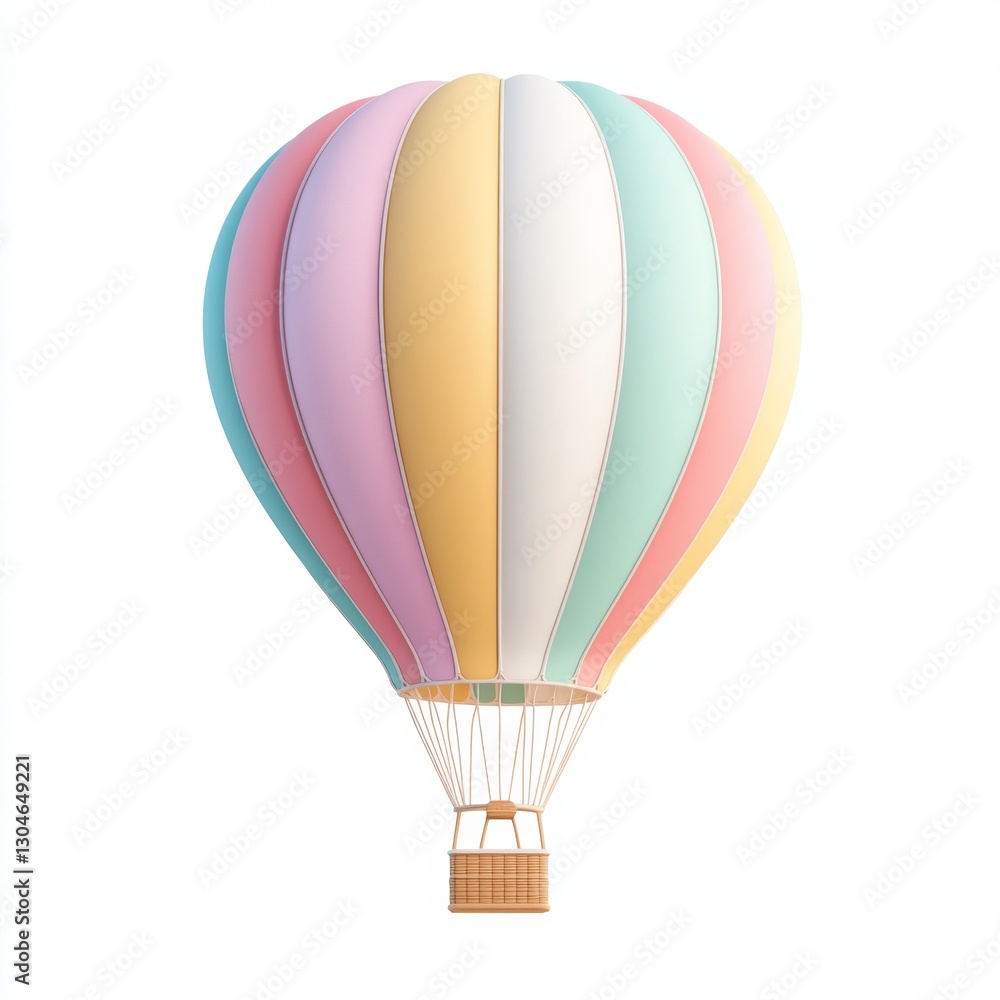 Fototapeta premium Pastel Hot Air Balloon in Flight