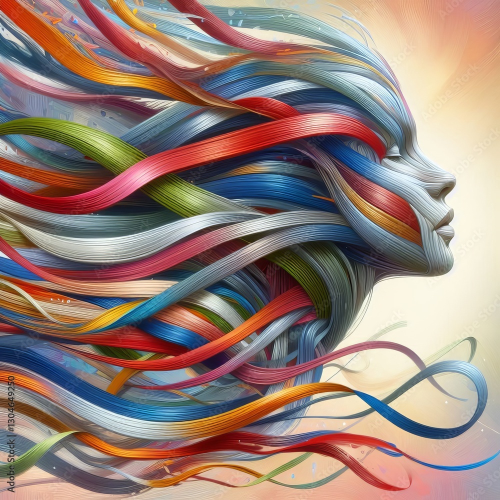 Metaphor of Freedom: Portrait with Flowing Ribbons Metaphor of Freedom: Portrait with Flowing Ribbons