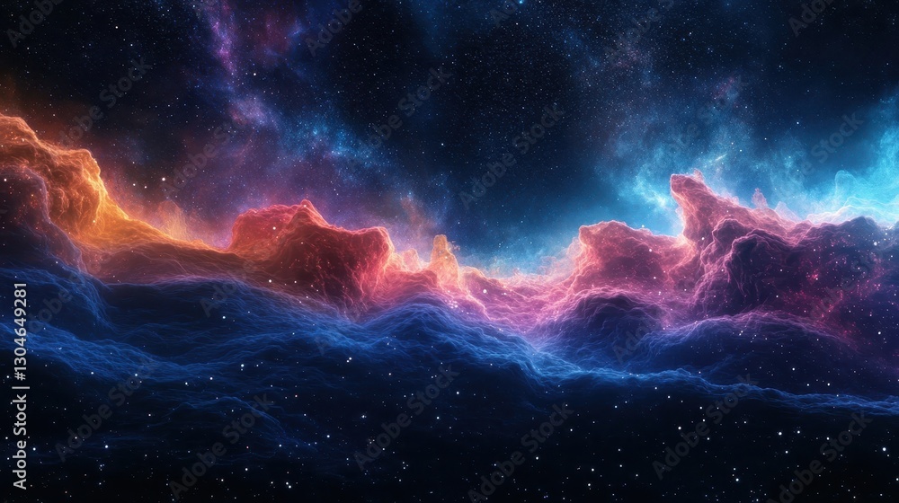 Fototapeta premium Dreamlike abstract space wallpaper with glowing nebula and shimmering cosmic dust