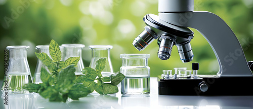 Microscope lens focusing on biotechnology research  -