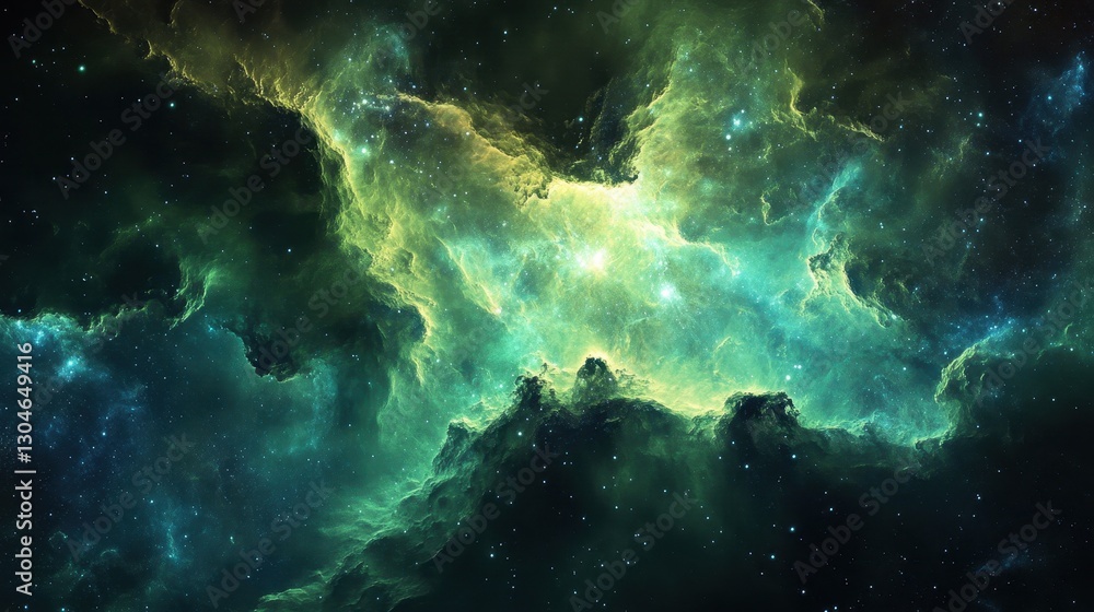 Interstellar wallpaper with luminous nebula clouds and floating cosmic dust Interstellar wallpaper with luminous nebula clouds and floating cosmic dust