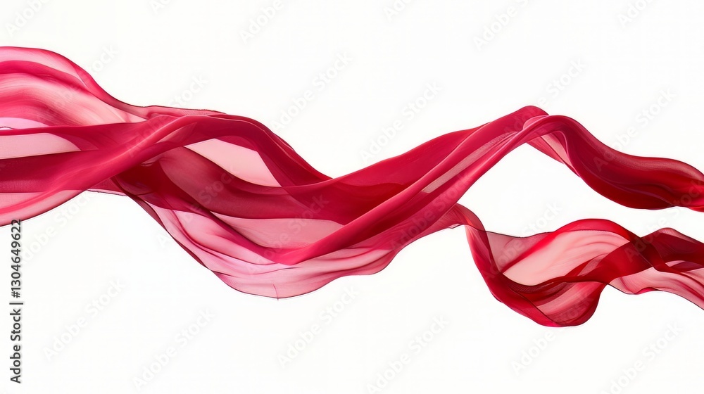 Red Gradient Silk Fabric Flowing on White Background Red Gradient Silk Fabric Flowing on White Background