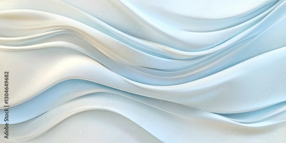 Fototapeta premium Fluid Motion: An elegant and abstract design of flowing, rippling forms in a serene blend of light and ethereal tones.
