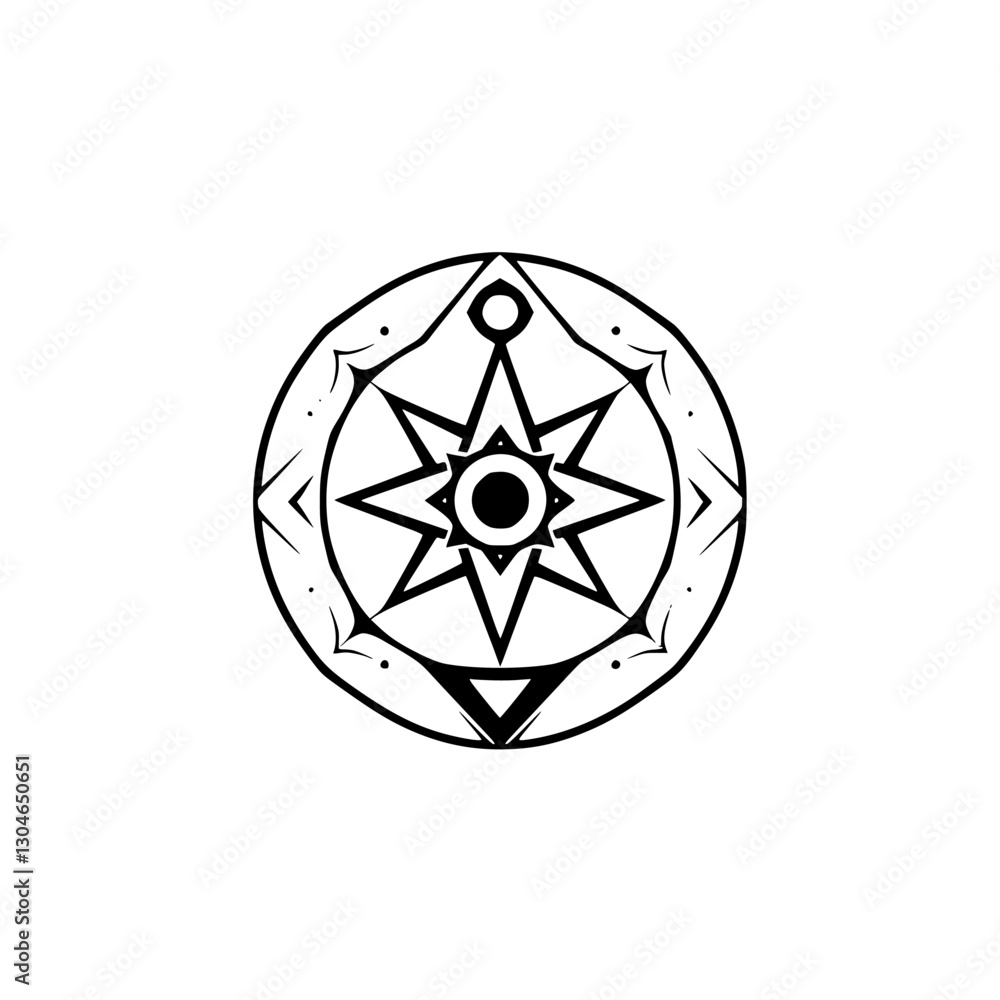 Intricate Black and White Mandala Design Featuring a Starburst and Circular Pattern, Simple yet Elegant. Intricate Black and White Mandala Design Featuring a Starburst and Circular Pattern, Simple yet Elegant.