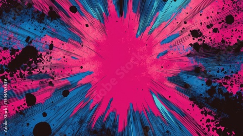 Retro comic book wallpaper with explosion effects and neon background