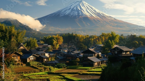 Fototapeta Naklejka Na Ścianę i Meble -  Japanese Mountain and small Villages