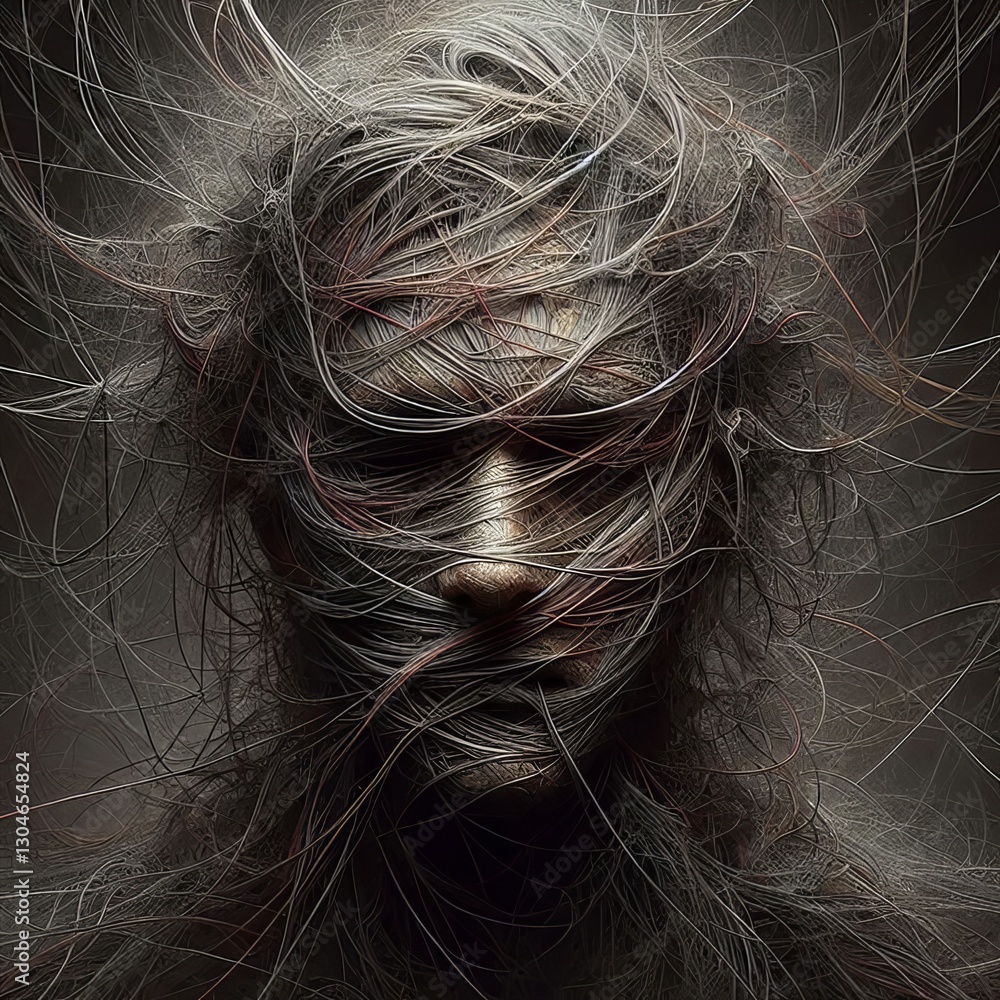 Metaphor of Anxiety: Portrait with Tangled Threads
Metaphor of Anxiety: Portrait with Tangled Threads