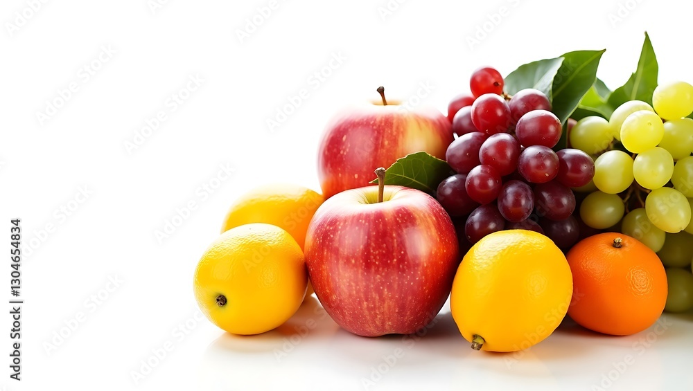 Vibrant fruits set against a clean and isolated white backdrop Vibrant fruits set against a clean and isolated white backdrop