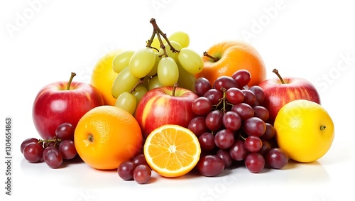Vibrant fruits set against a clean and isolated white backdrop