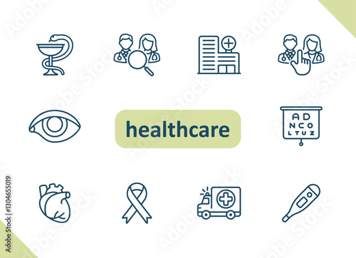 Healthcare icons. Health care, hospital, medical vector icon set