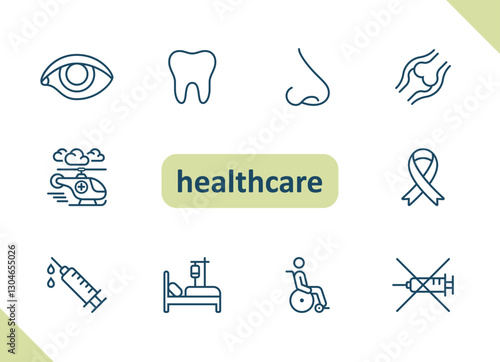 Healthcare icons. Health care, hospital, medical vector icon set