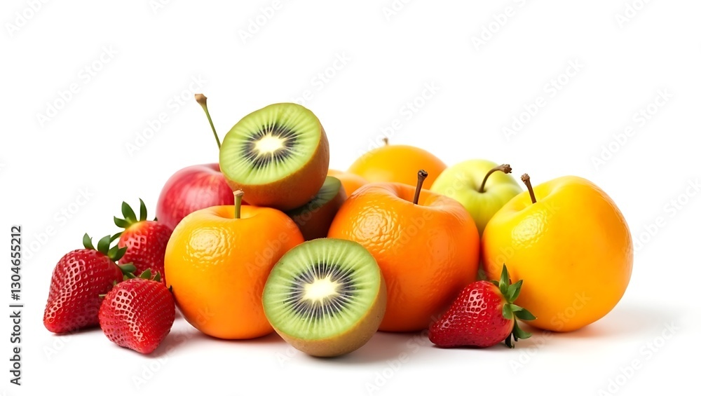 Vibrant fruits set against a clean and isolated white backdrop Vibrant fruits set against a clean and isolated white backdrop
