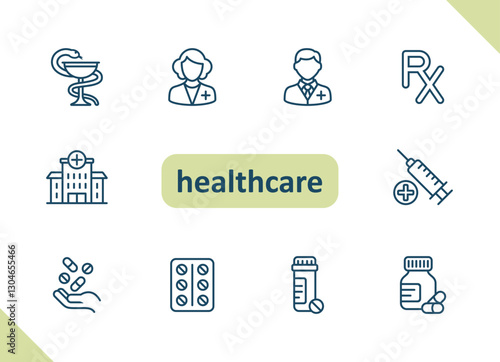 Healthcare icons. Health care, hospital, medical vector icon set