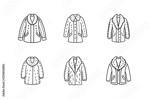 fur coat sketch line art vector illustration