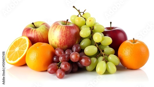 Vibrant fruits set against a clean and isolated white backdrop