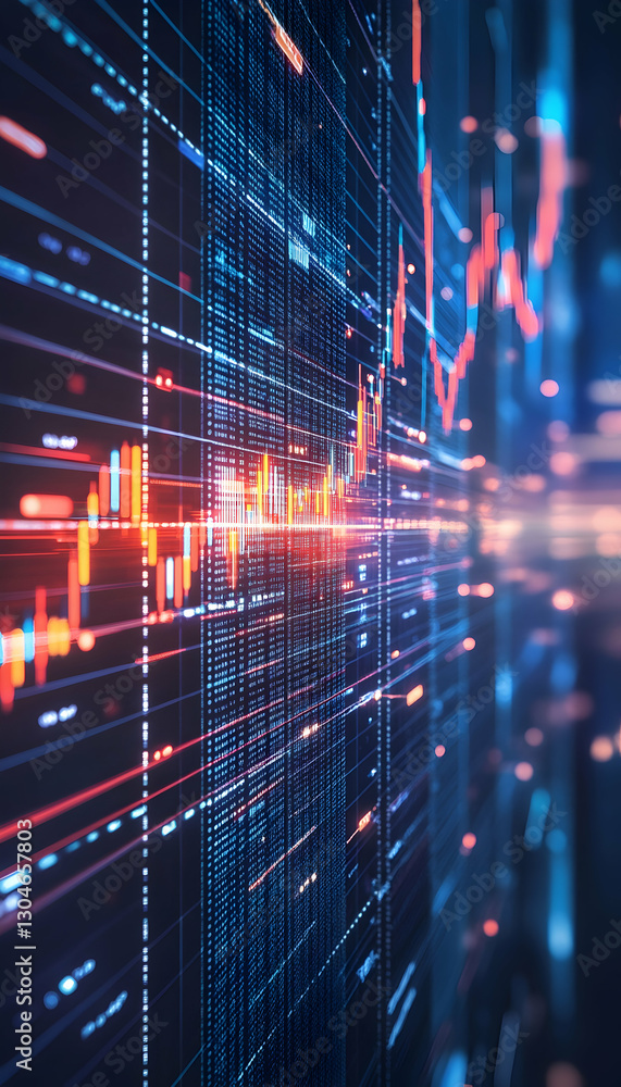 Panoramic abstract backdrop with stock market growth and digital financial charts - Panoramic abstract backdrop with stock market growth and digital financial charts -