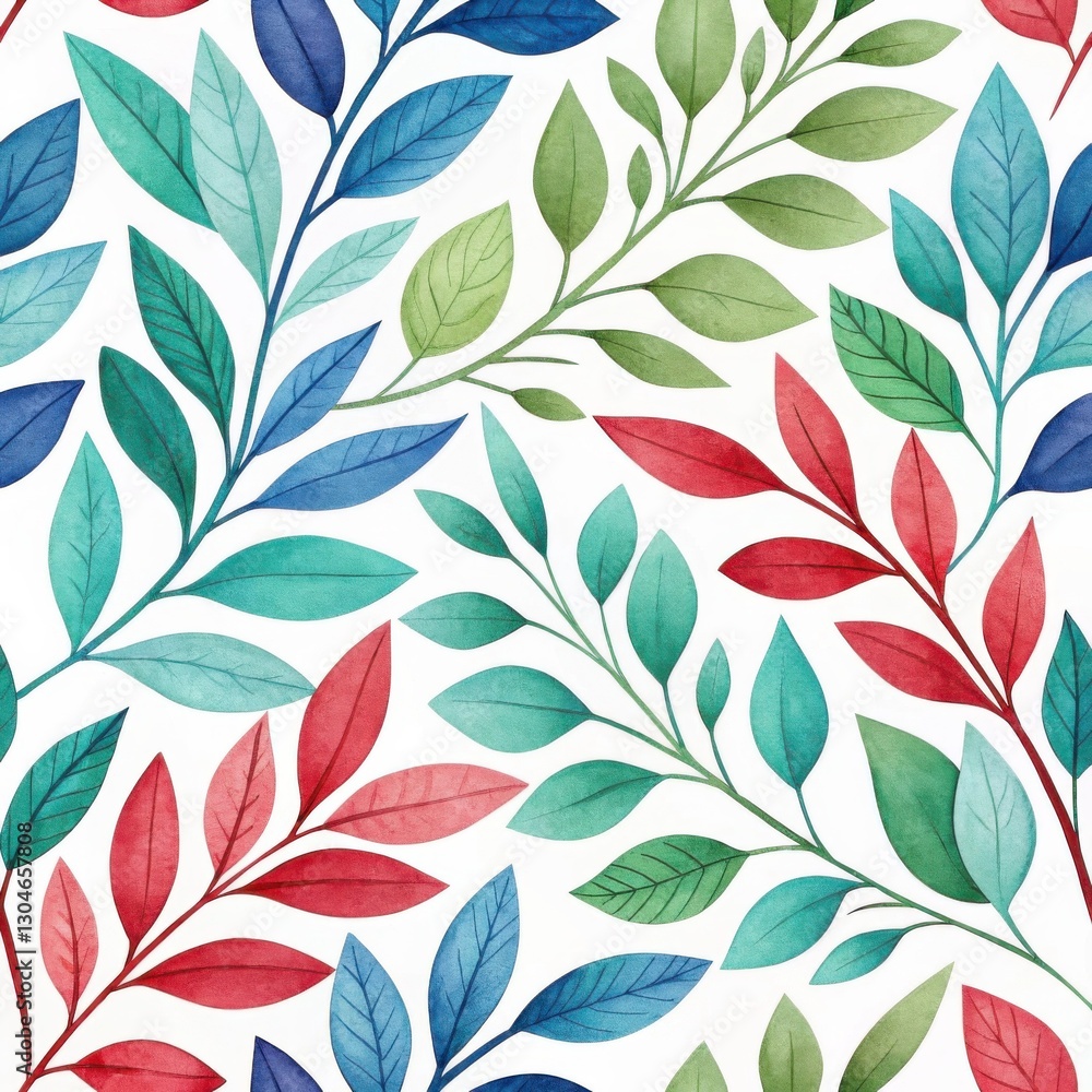 Watercolor Tapestry of Botanical Leaves Watercolor Tapestry of Botanical Leaves