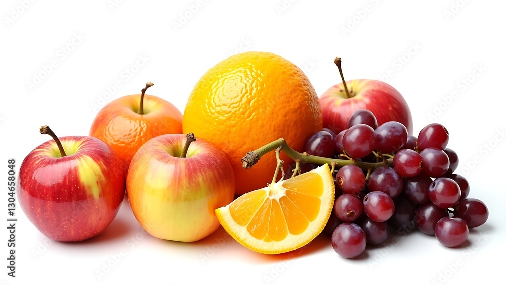 Vibrant fruits set against a clean and isolated white backdrop Vibrant fruits set against a clean and isolated white backdrop